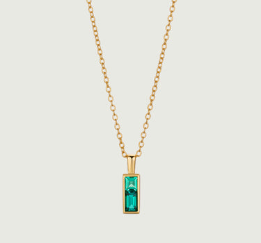 Emerald Bar Charm Necklace