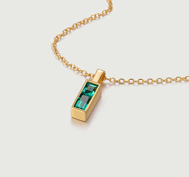 Emerald Bar Charm Necklace