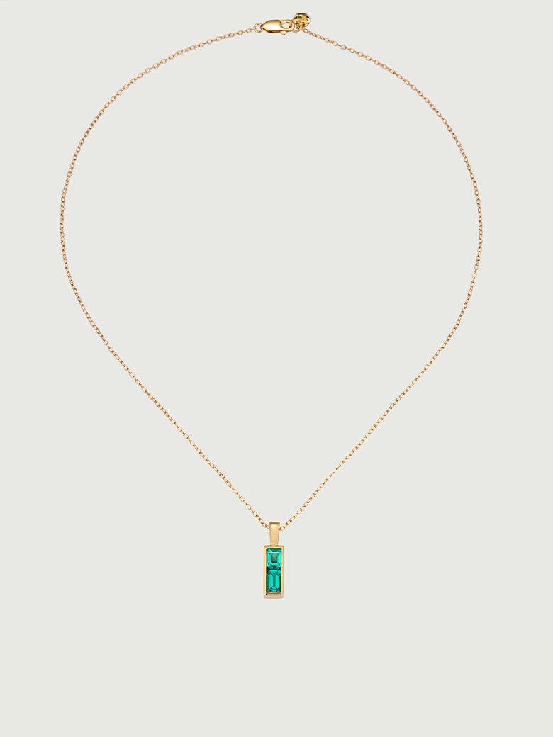 Emerald Bar Charm Necklace
