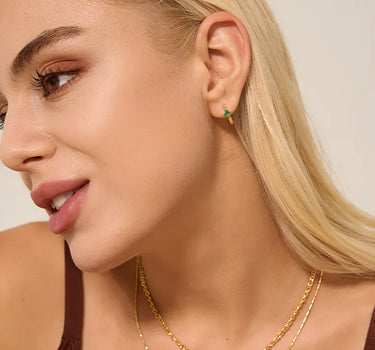 Emerald Braid Huggie Earrings