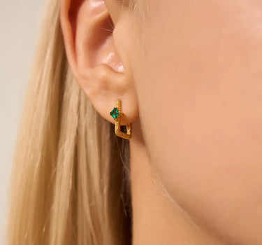 Emerald Braid Huggie Earrings