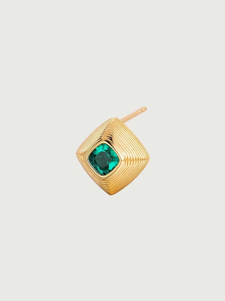 Emerald Button Stud Earrings