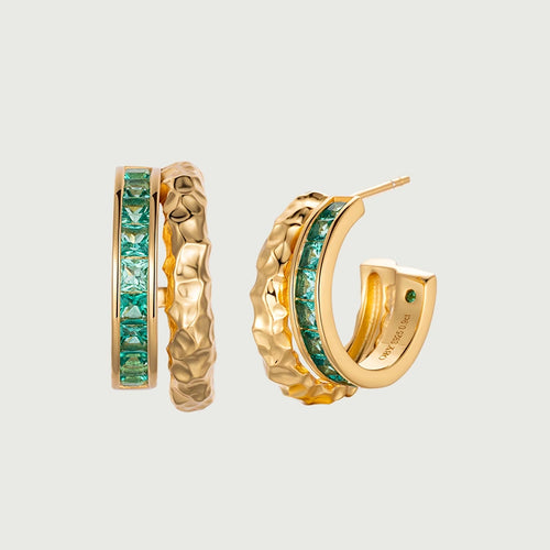 Emerald Channel Set Hoop Earrings