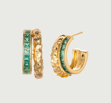 Emerald Channel Set Hoop Earrings