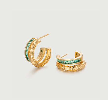 Emerald Channel Set Hoop Earrings