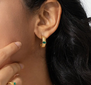 Emerald Charlotte Hoop Earrings