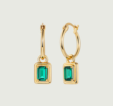  Emerald Cut Lab Grown Emerald Hoop Earrings