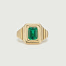 Emerald Cut Lab Grown Emerald Signature Signet Ring
