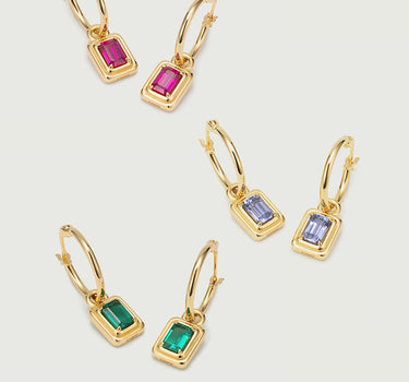  Emerald Cut Lab Grown Emerald Hoop Earrings