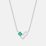 Emerald Geometric Heart Silver Necklace-obyjewelry