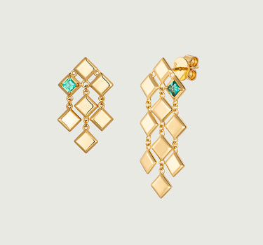Emerald Glistening Asymmetry Earrings