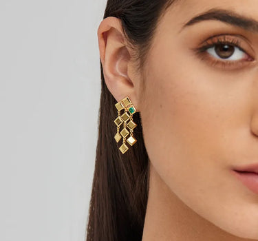 Emerald Glistening Asymmetry Earrings