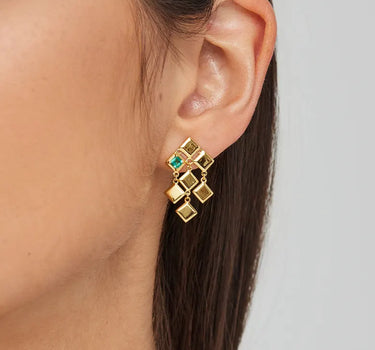 Emerald Glistening Asymmetry Earrings