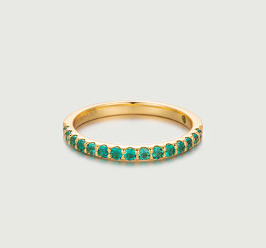 Emerald Half Pave Ring-obyjewelry