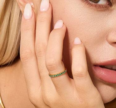 Emerald Half Pave Ring