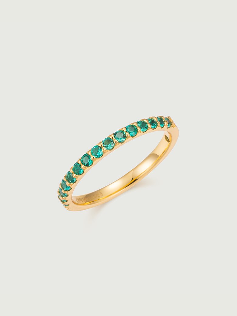 Emerald Half Pave Ring