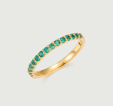 Emerald Half Pave Ring-obyjewelry