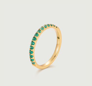 Emerald Half Pave Ring-obyjewelry