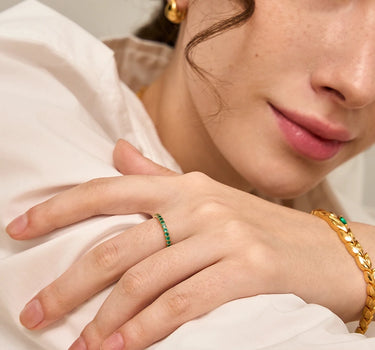 Emerald Half Pave Ring