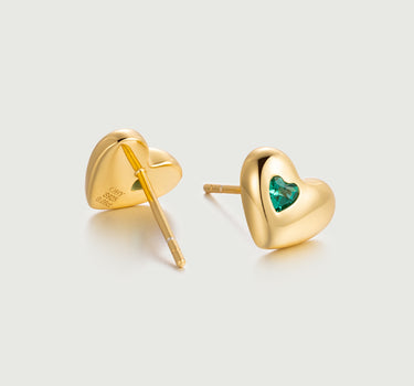 Emerald Heart Stud Earrings