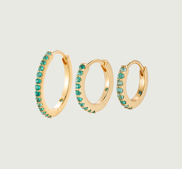 Emerald Pave Huggie Hoop Earrings