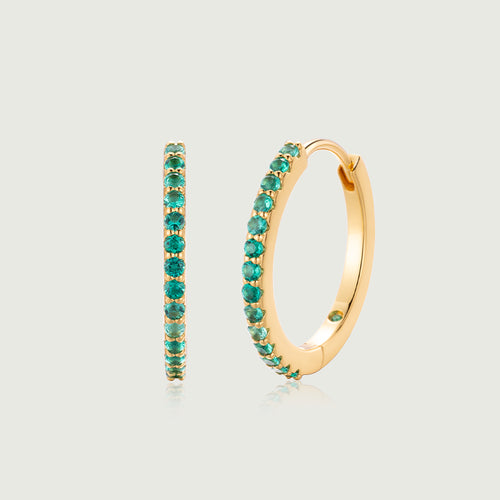 Emerald Pave Huggie Hoop Earrings