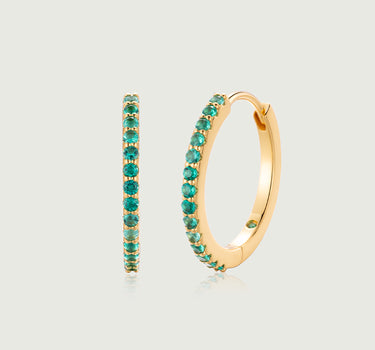 Emerald Pave Huggie Hoop Earrings