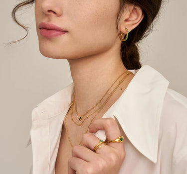 Emerald Pave Huggie Hoop Earrings