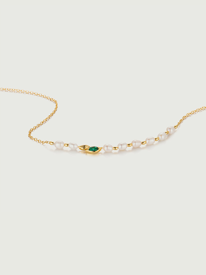 Emerald Pearl Beaded Necklace