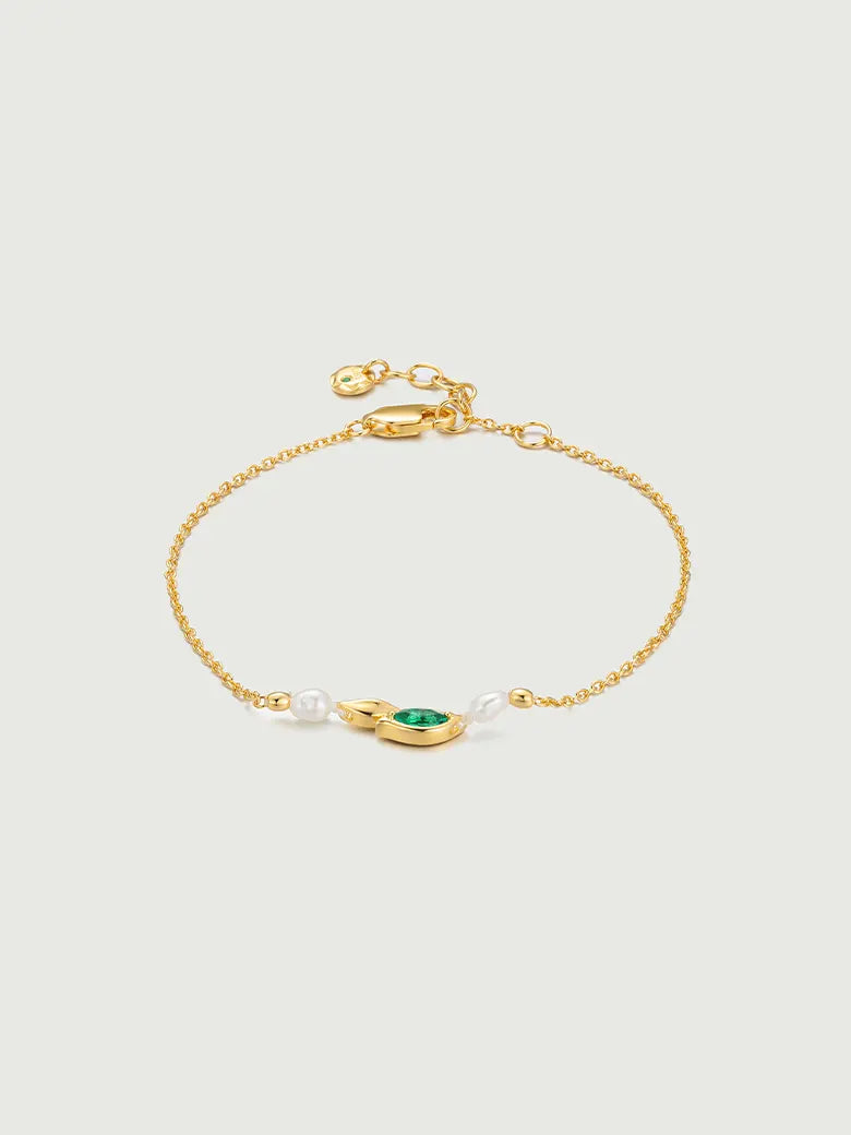 Emerald Pearl Wheat Ear Bracelet