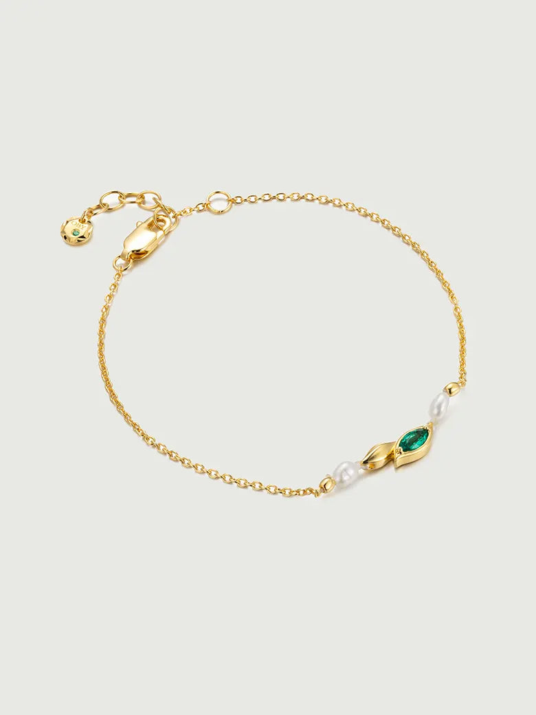 Emerald Pearl Wheat Ear Bracelet