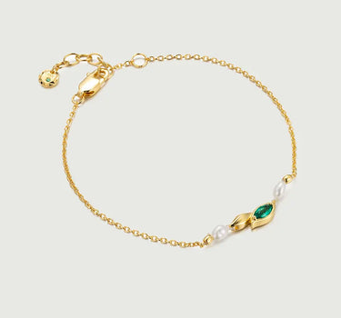 Emerald Pearl Wheat Ear Bracelet-obyjewelry