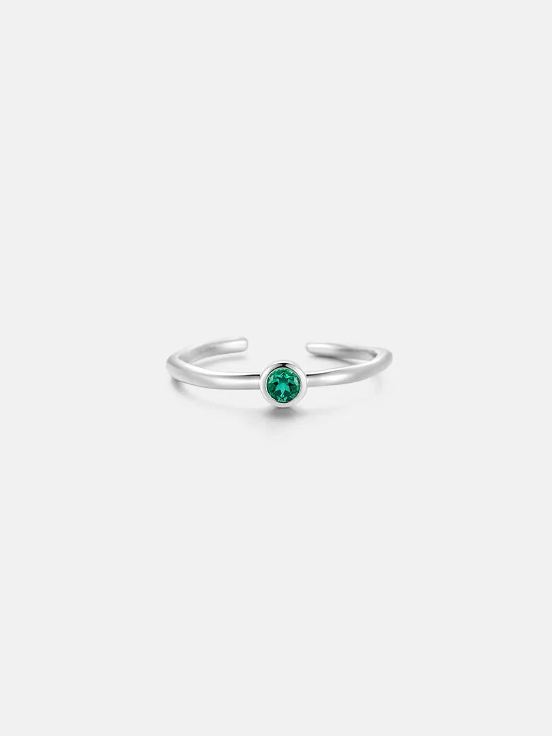 Emerald Solitaire Silver Ring