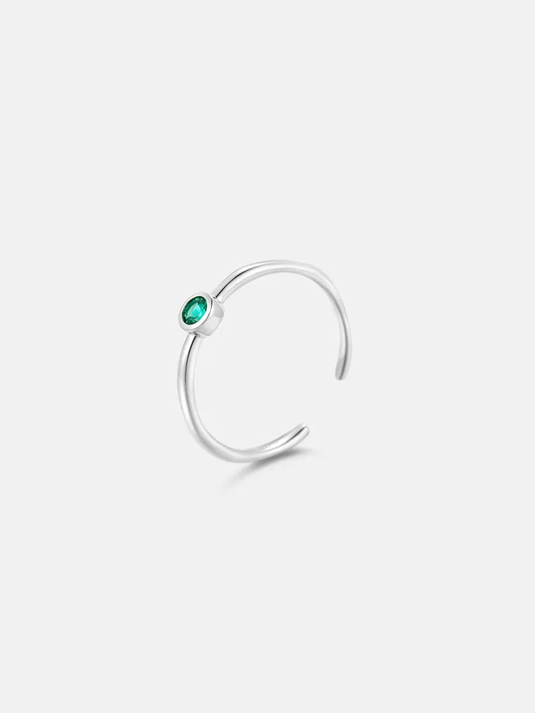 Emerald Solitaire Silver Ring