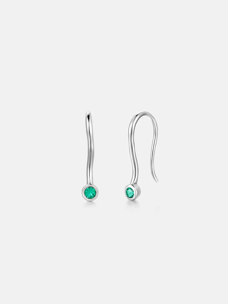 Emerald Solitaire Silver Stud Earrings