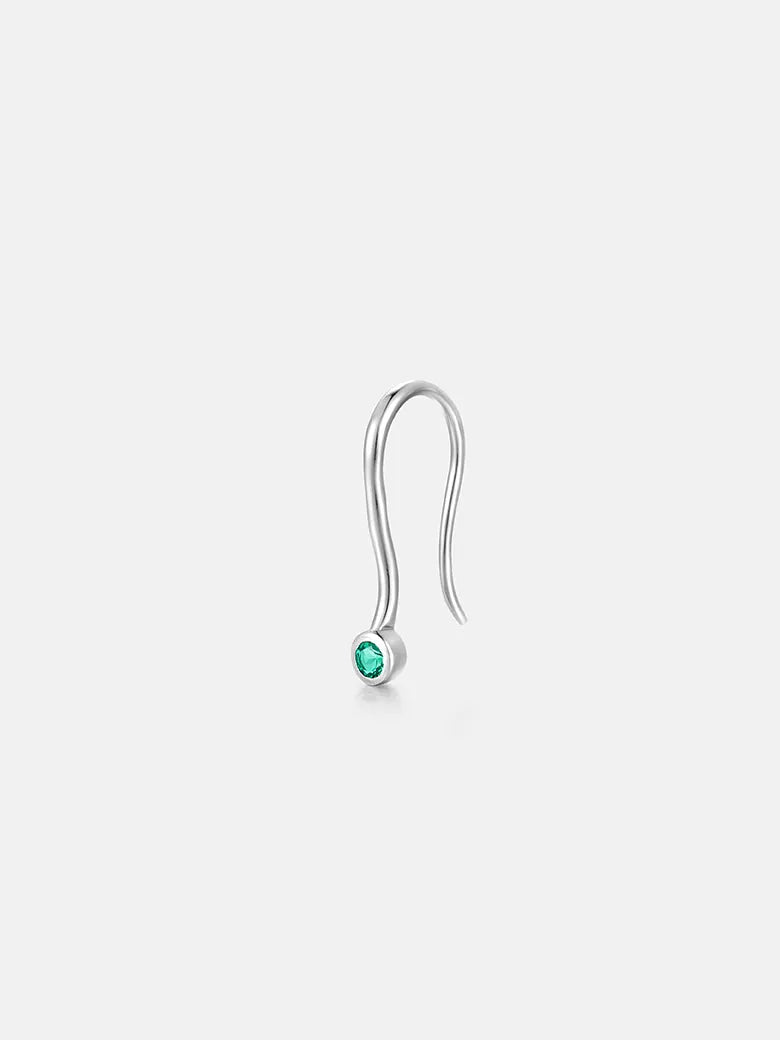 Emerald Solitaire Silver Stud Earrings