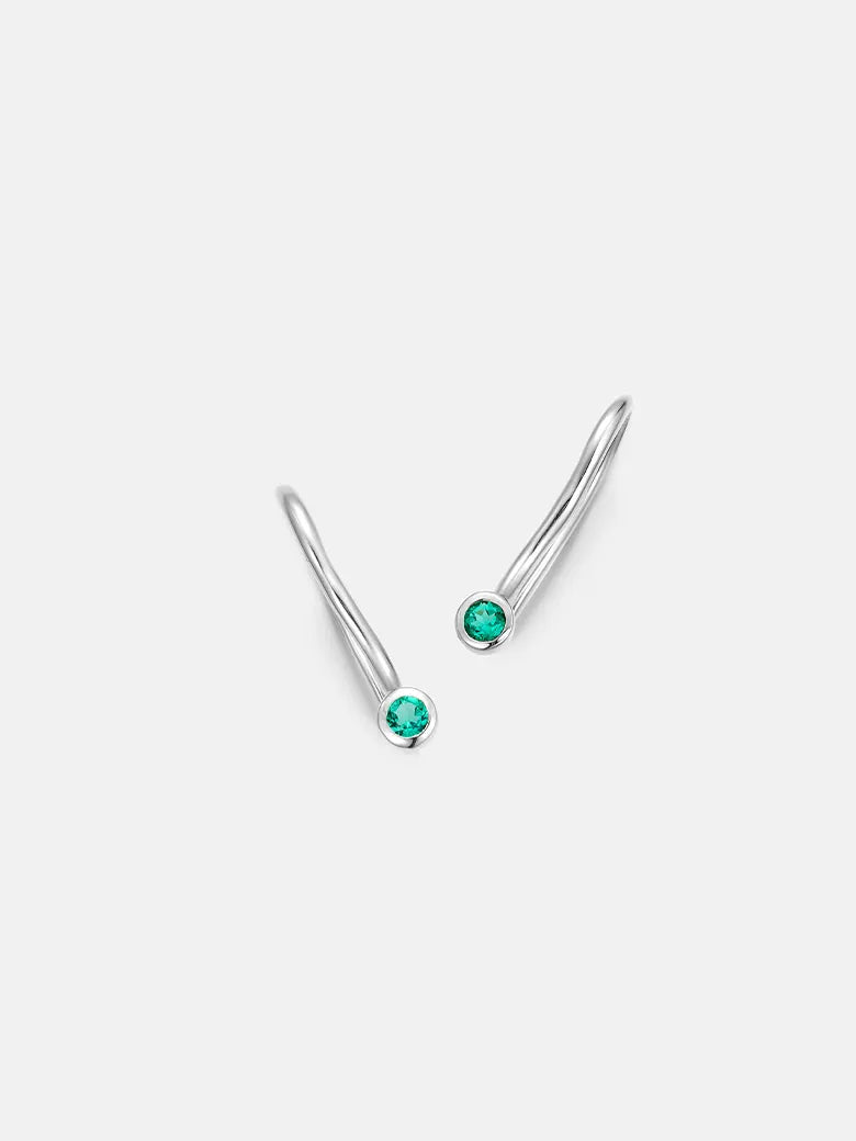 Emerald Solitaire Silver Stud Earrings