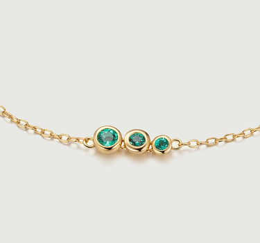Emerald Spheres Bezel Set Necklace