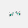 Emerald Spheres Bezel Set Silver Earrings