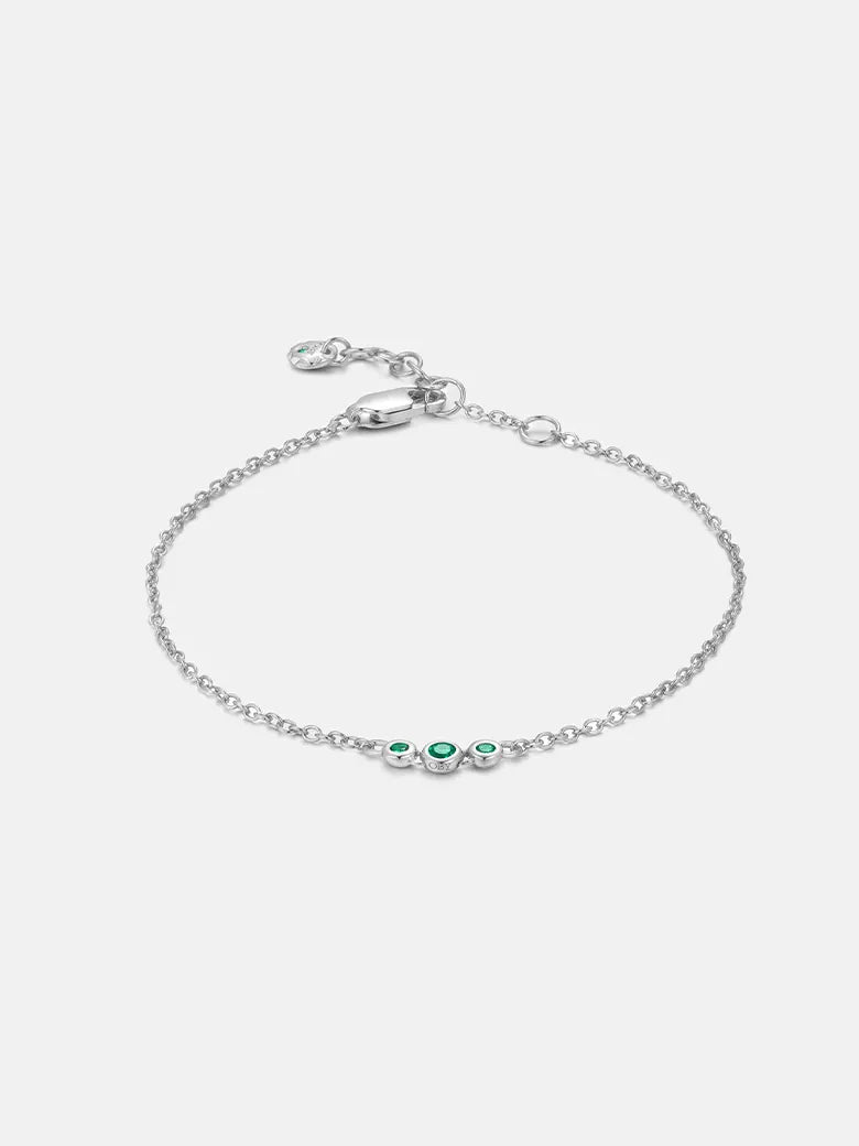 Emerald Spheres Silver Bracelet