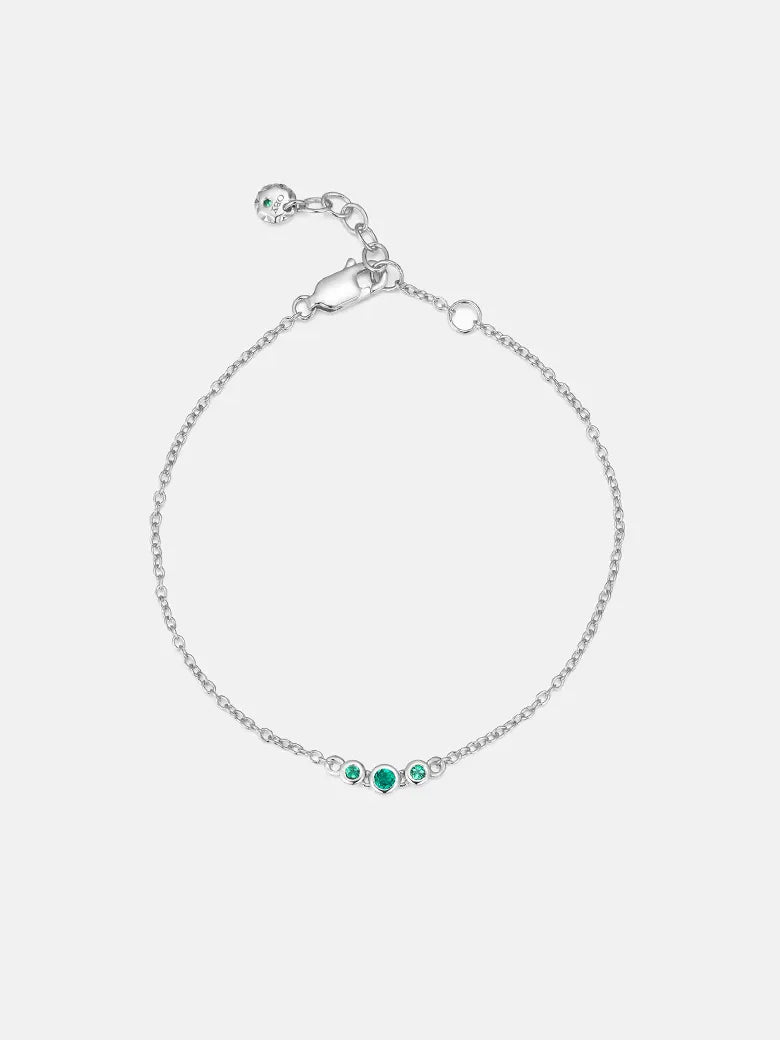 Emerald Spheres Silver Bracelet