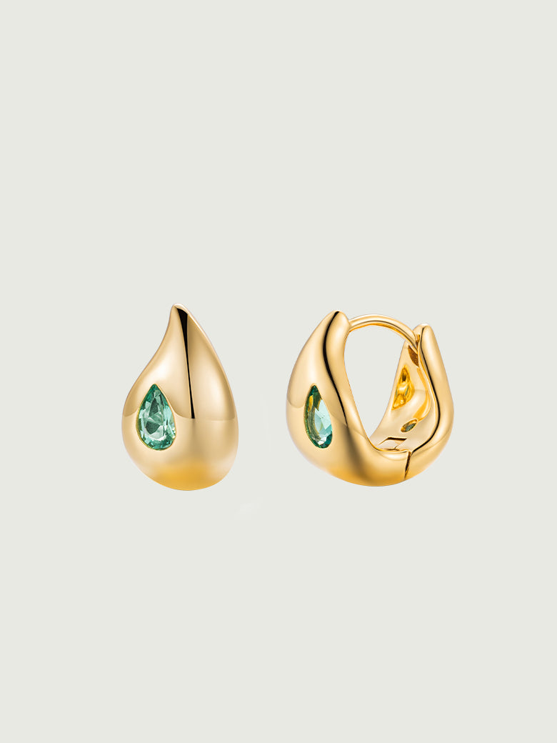 Emerald Teardrop Hoop Earrings