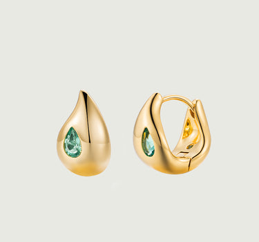 Emerald Teardrop Hoop Earrings