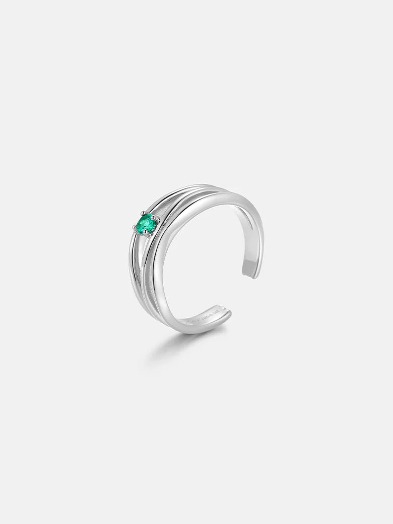 Emerald Triple Silver Stacking Ring