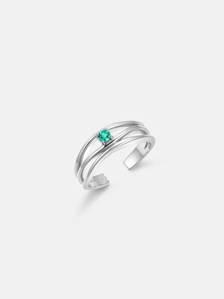 Emerald Triple Silver Stacking Ring