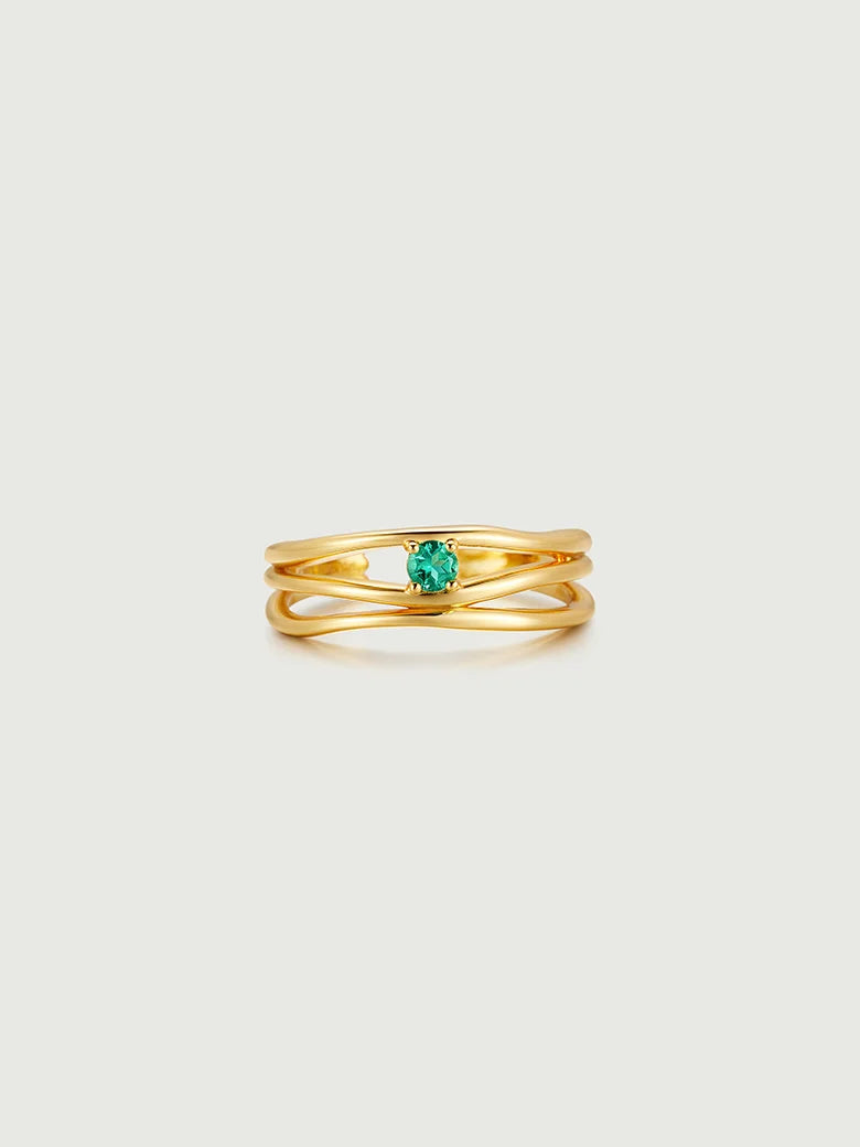 Emerald Triple Stacking Ring – Modern Three-Band Style