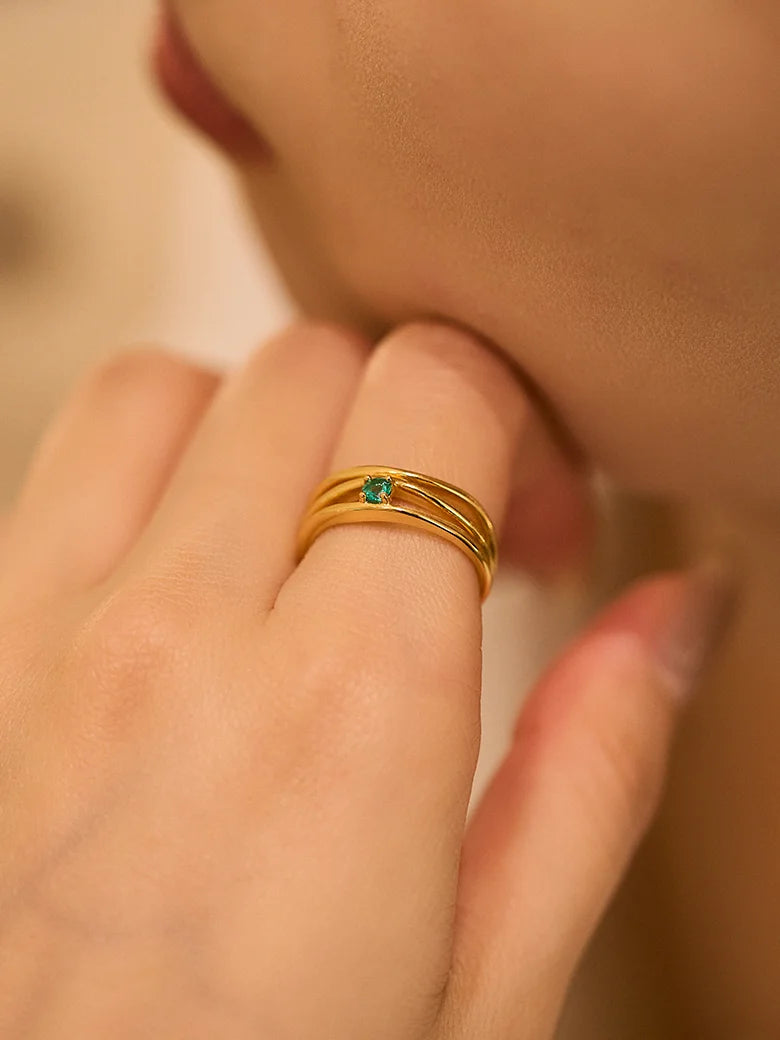 Emerald Triple Stacking Ring