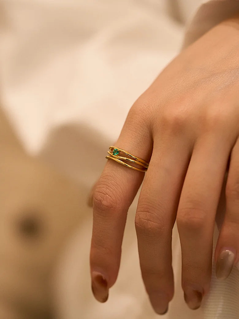 Emerald Triple Stacking Ring