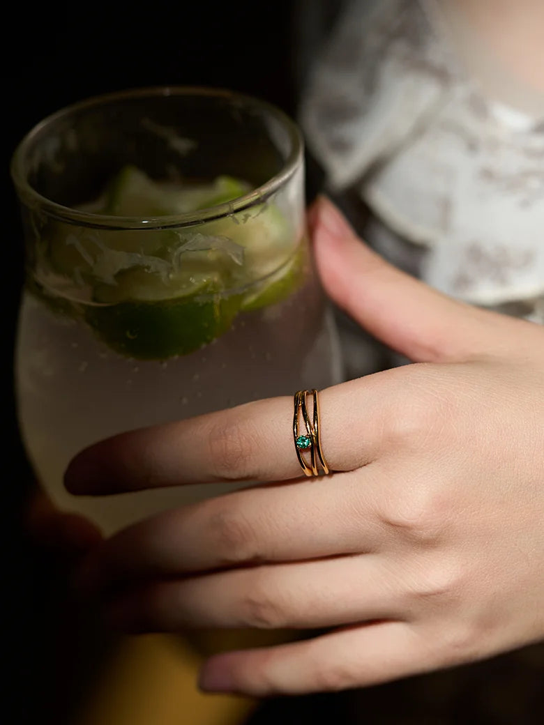 Emerald Triple Stacking Ring – Modern Three-Band Style