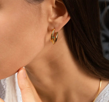 Emerald Tube Hoop Earrings